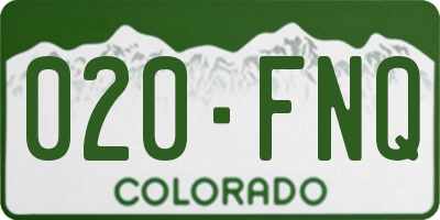CO license plate 020FNQ