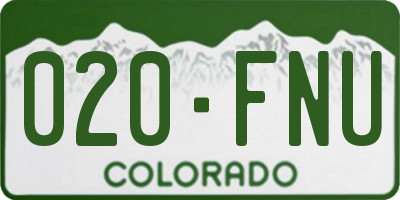CO license plate 020FNU