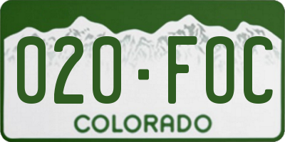 CO license plate 020FOC