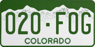 CO license plate 020FOG