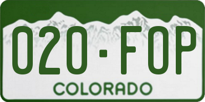 CO license plate 020FOP