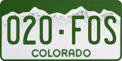 CO license plate 020FOS