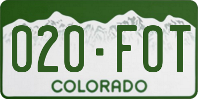 CO license plate 020FOT