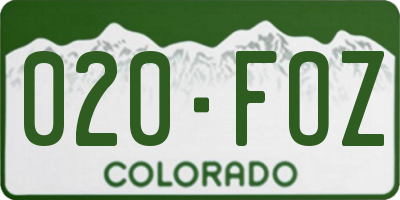CO license plate 020FOZ