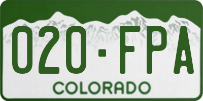 CO license plate 020FPA