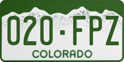 CO license plate 020FPZ