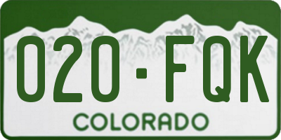 CO license plate 020FQK