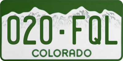 CO license plate 020FQL