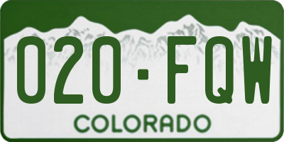 CO license plate 020FQW