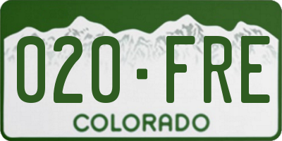 CO license plate 020FRE