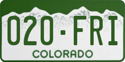 CO license plate 020FRI