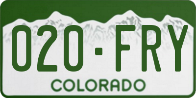 CO license plate 020FRY