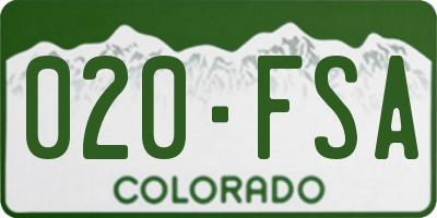 CO license plate 020FSA
