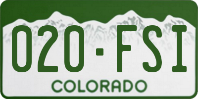 CO license plate 020FSI