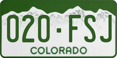 CO license plate 020FSJ