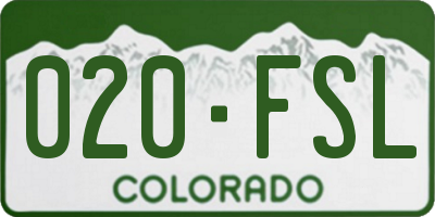 CO license plate 020FSL