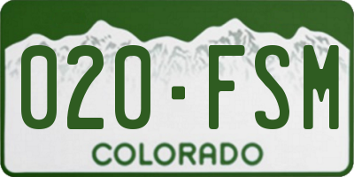CO license plate 020FSM