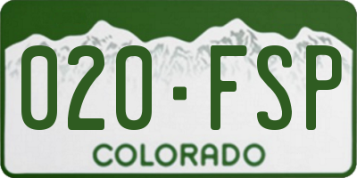 CO license plate 020FSP