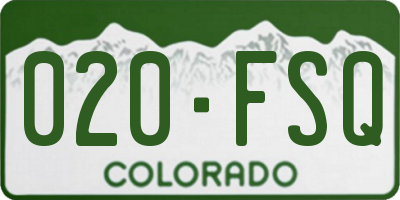 CO license plate 020FSQ