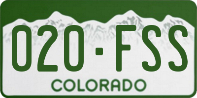 CO license plate 020FSS