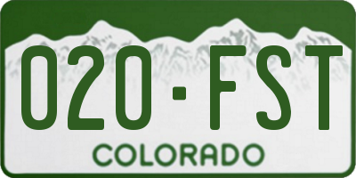 CO license plate 020FST