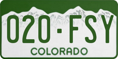 CO license plate 020FSY
