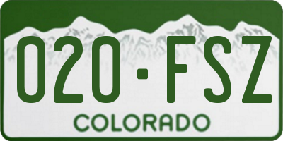 CO license plate 020FSZ