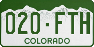 CO license plate 020FTH