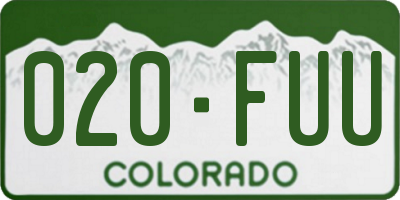 CO license plate 020FUU