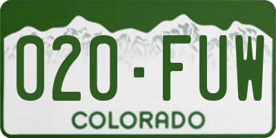 CO license plate 020FUW