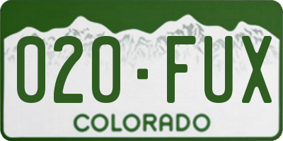 CO license plate 020FUX