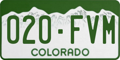 CO license plate 020FVM