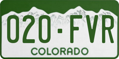 CO license plate 020FVR