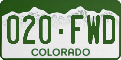 CO license plate 020FWD