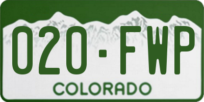 CO license plate 020FWP