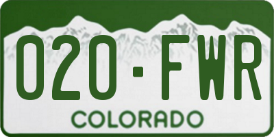 CO license plate 020FWR