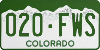 CO license plate 020FWS