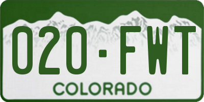 CO license plate 020FWT