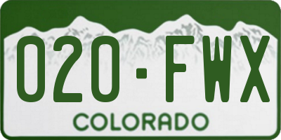 CO license plate 020FWX