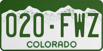 CO license plate 020FWZ