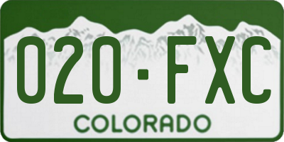 CO license plate 020FXC