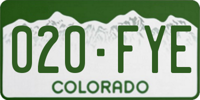 CO license plate 020FYE
