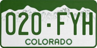 CO license plate 020FYH