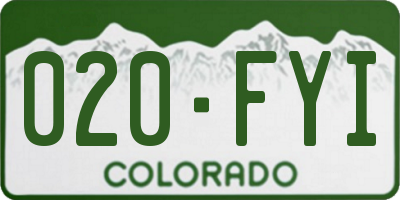 CO license plate 020FYI