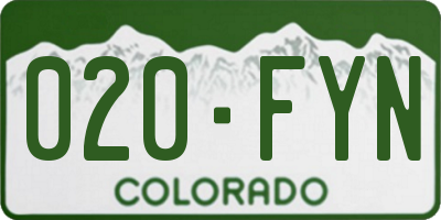 CO license plate 020FYN