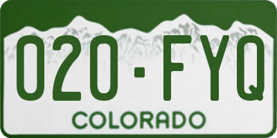 CO license plate 020FYQ