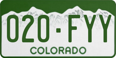 CO license plate 020FYY