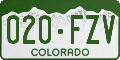 CO license plate 020FZV