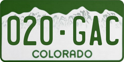 CO license plate 020GAC