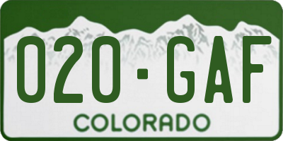 CO license plate 020GAF